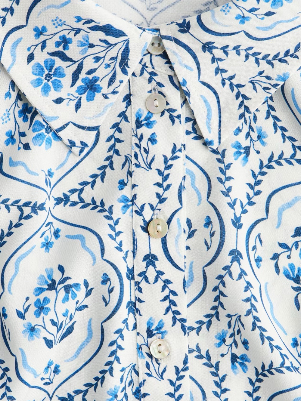 H&M White and Blue Printed Midi Dress - Picture 2 of 13